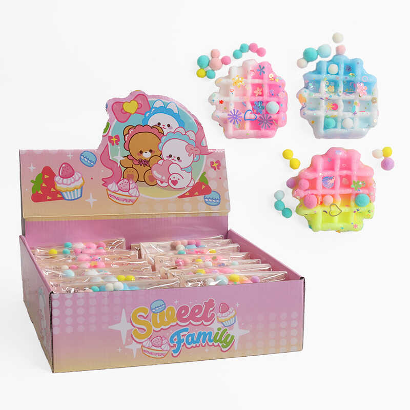 Гра антистрес C 71215 (24) ЦІНА ЗА 14 ШТУК В БЛОЦІ, “Вафля”, блискітки, м’які кульки, в коробці