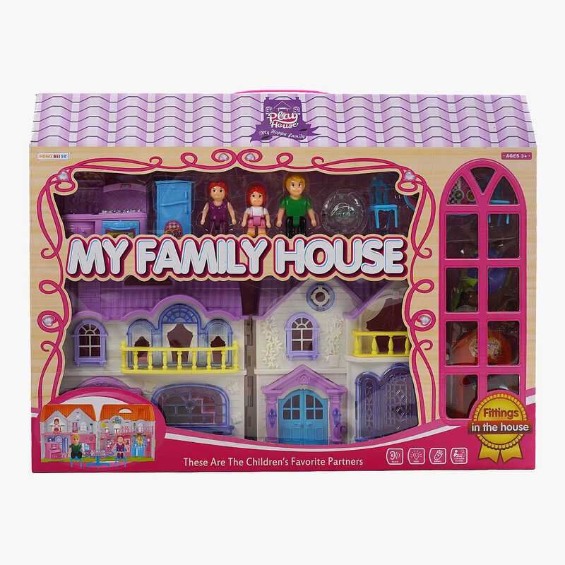 Будиночок 8209-2 A (18/2) 24 х 13.5 х 24 см світло, звук, меблі, фігурки, декоративні елементи, машина, домашній улюбленець, в коробці