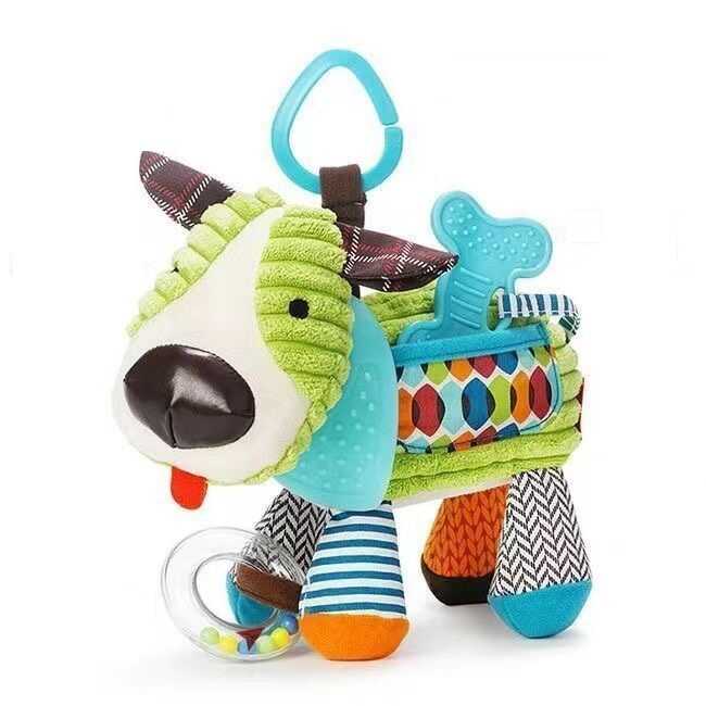 Брязкальце C 75362 (100) "Собачка", мелодія вітру, гумові прорізувачі, кільце для підвішування, шелесткі елементи, в пакеті