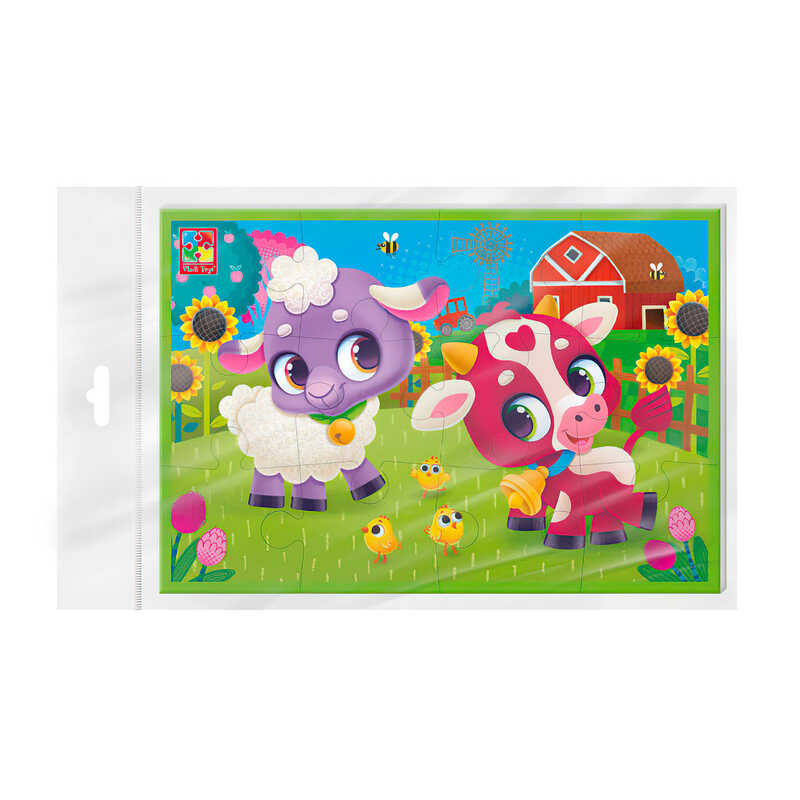 гр М’які пазли "Корівка та овечка" A5 VT1104-23 (50) "Vladi Toys", 12 елементів, у пакеті