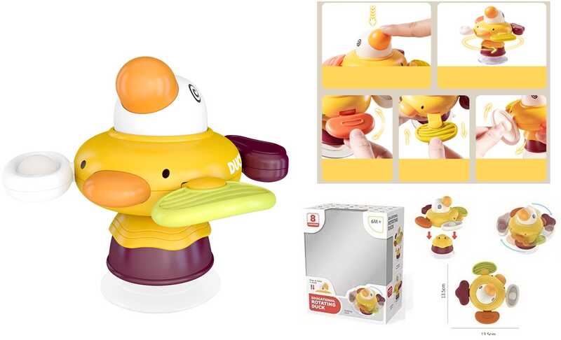 Брязкальце-спінер MD 2180 (48) “Качечка”, прорізувач, пискавка, тріскачка, на присосці, в коробці