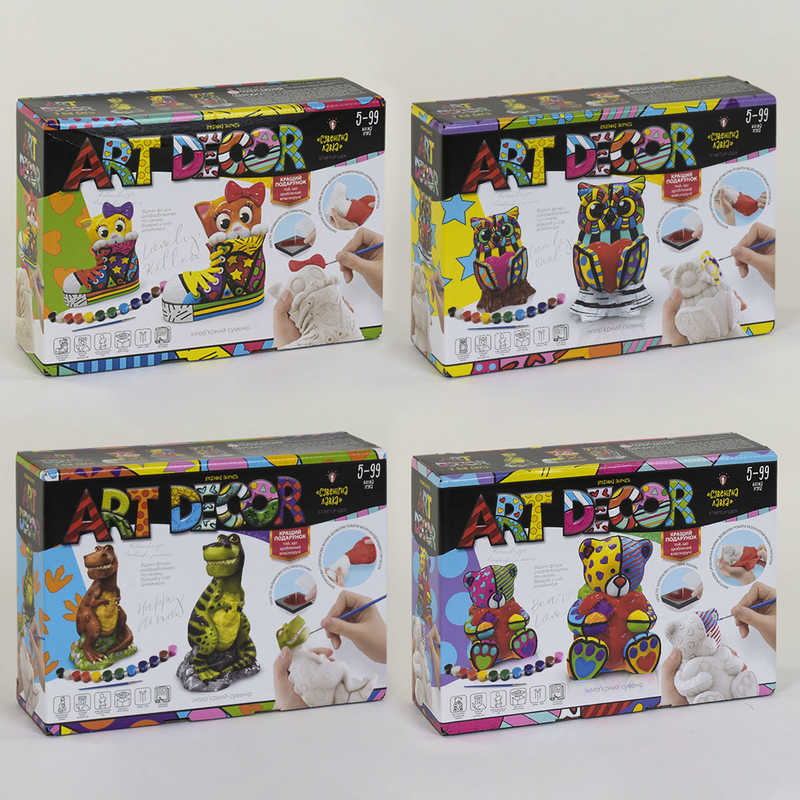 гр Набір для гіпсового лиття "ART DECOR" ARTD-01-01U.02U.03U.04U УКР. (8) "Danko Toys"