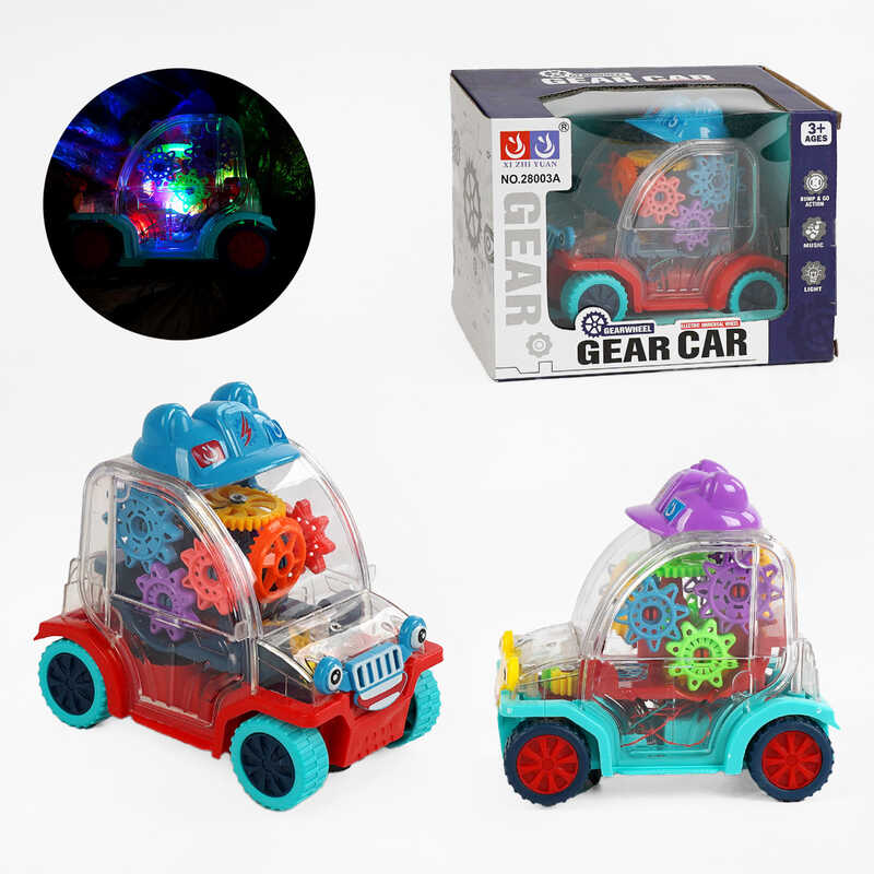 Машинка 28003 A (96/2) 2 кольори, світло, звук, колесо вільного ходу, шестерні, прозорий корпус, у коробці