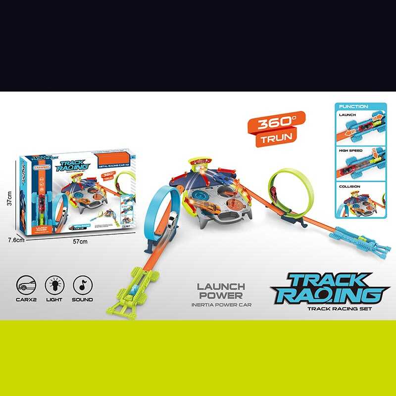 Трек JJ 167 (18) підсвічування, звуки, 2 металопластикові машинки, запускачі, в коробці