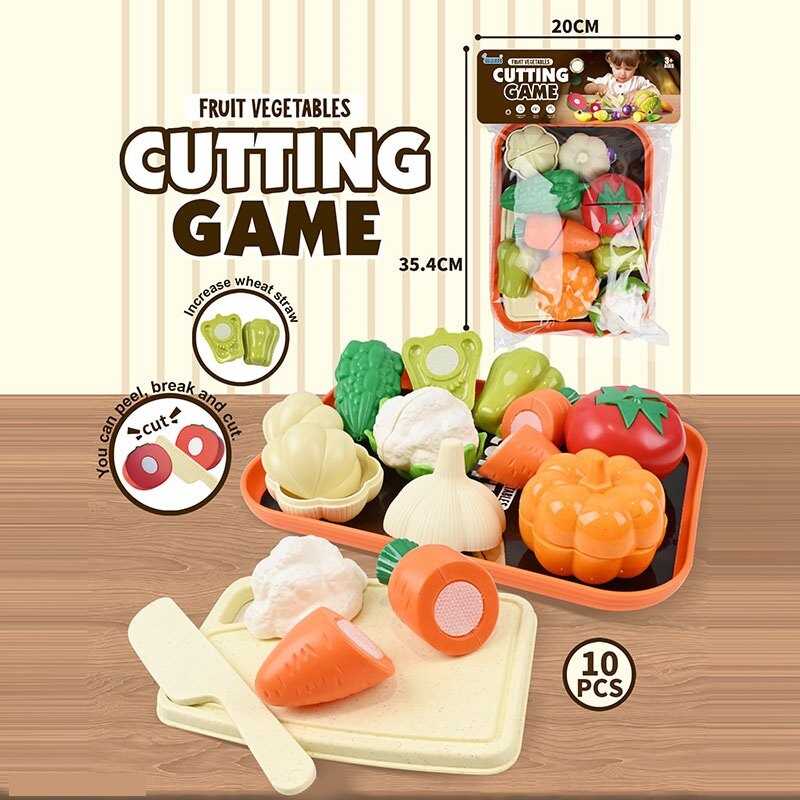 Продукти на липучці JQ 912-3 (96) 10 елементів, овочі, таця, дощечка, ніж, в пакеті