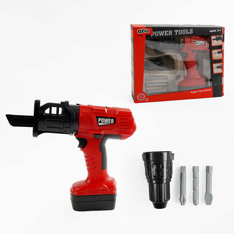 Електричний інструмент KY 1068-106 (48/2) дриль-лобзик на батарейках, звук, рухливі елементи, реверс, знімні насадки, в коробці