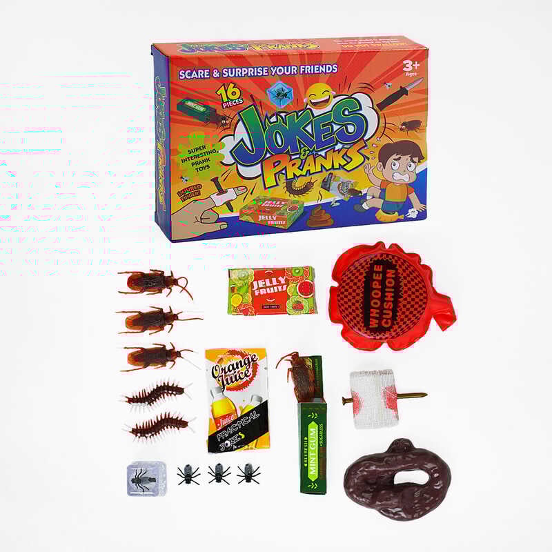 Набір приколів 388-2 (96/2) 16 елементів, муляжі, фігурки комах, фальшивий ніж, в коробці