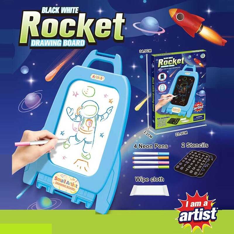 Дошка для малювання D 1239 (120/2) чорна та біла основи, 4 фломастери, 2 шаблони, наліпки, серветка, в коробці