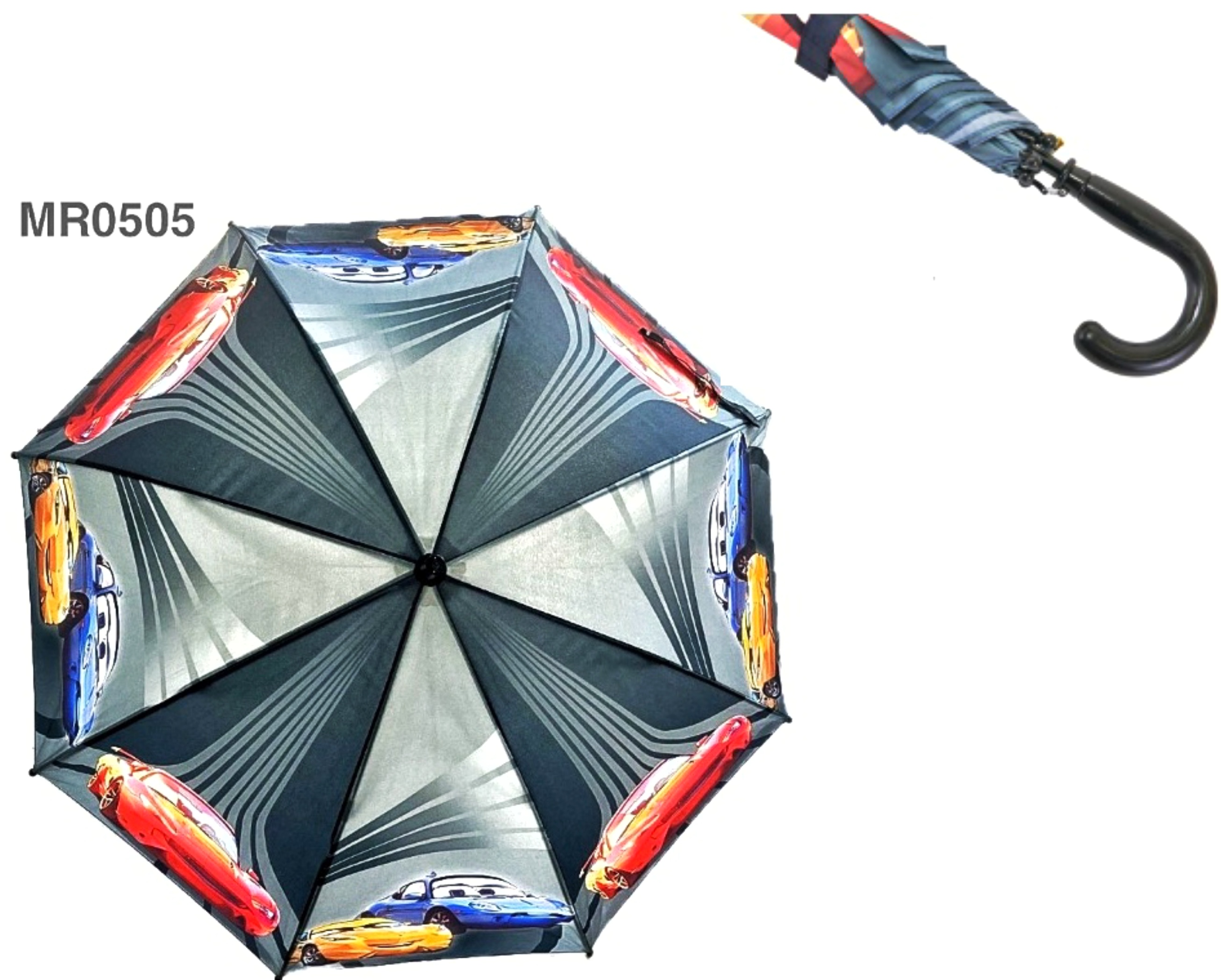 Парасолька дитяча  MR0505 "Тачка" , свисток , 4-8 років , 270 гр , 69х83 см , спиць 8 шт , поліестер , напівавтомат , ручка - гак , кульок 