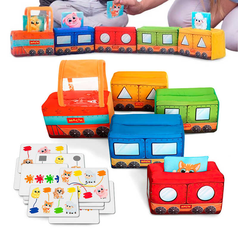 гр М`яка MC 090602-08 розвиваюча іграшка "Паровозик" (8) "Масік", 5 кубиків, картки, у пакеті