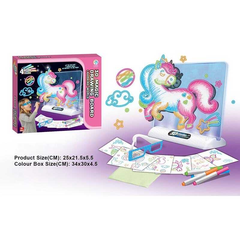 Дошка для малювання YM 16 (48/2) підсвічування, 7 трафаретів, 4 маркери, 3D окуляри, в коробці