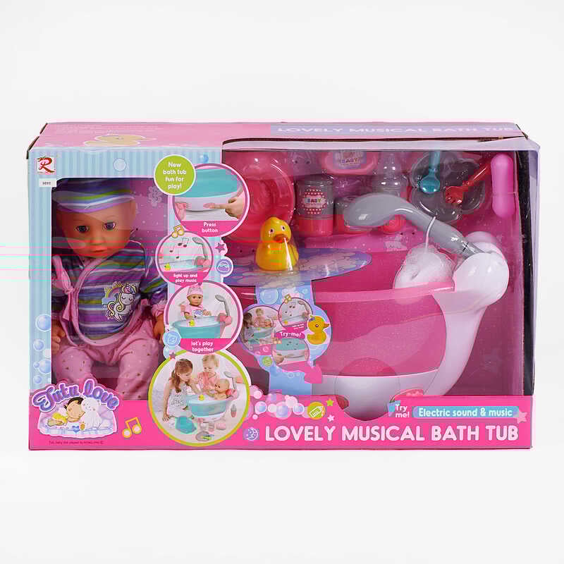 Пупс 8665 (6) п’є з пляшечки, ходить на горщик, ванна, ллється вода, звук, підсвічування, аксесуари, висота 35 см, в коробці