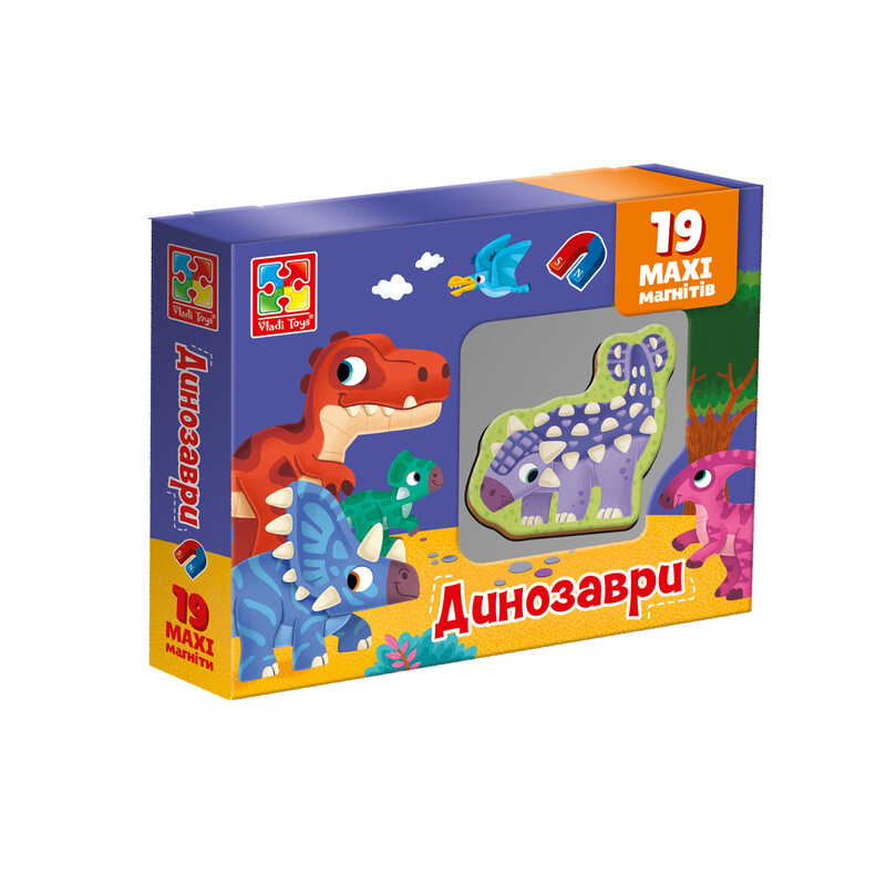 гр Набір магнітів "Динозаврики" VT3106-23 укр (22) "Vladi Toys", 19 елементів, в коробці