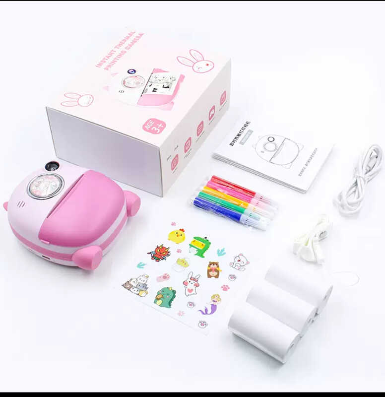 Фотоапарат-принтер C 72990 (24) фронтальна камера, type-C, роз’єм для SD-карти, фото, відео, плеєр, 4 гри, чорно-білий друк, 3 рулони термопаперу, ремінець, в коробці