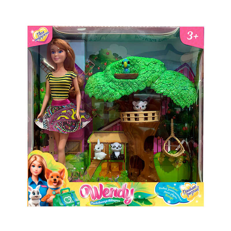 Лялька 58433 (6) "Wendy", “Рятівниця тварин”, висота 30 см, декорації, фігурки тварин, в коробці