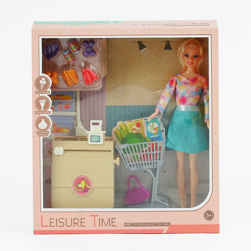 Лялька 784 D (36/2) магазин, візочок, набір продуктів, сумочка, висота 30 см, в коробці