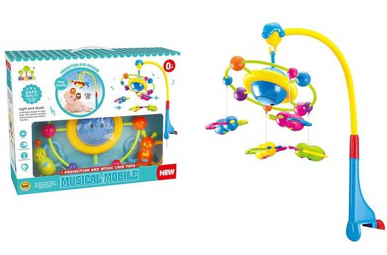 Карусель SL 81016 A (18) 3 режими, 4 підвіски-брязкальця, проєктор, колискова мелодія, на батарейках, в коробці