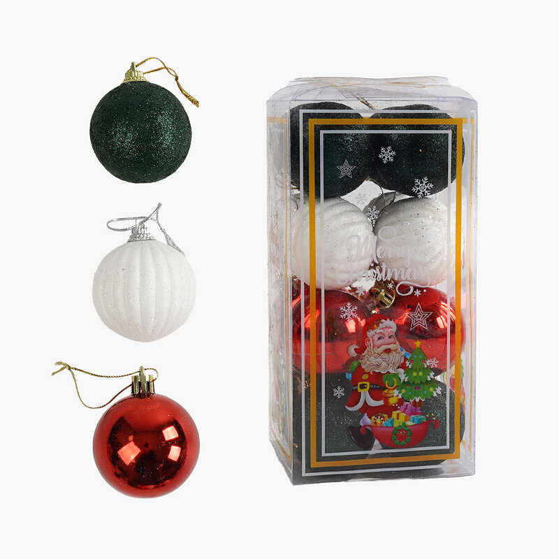 Новорічні прикраси C 67362 (90) кульки, 16 штук, діаметр 4.5см, в слюді