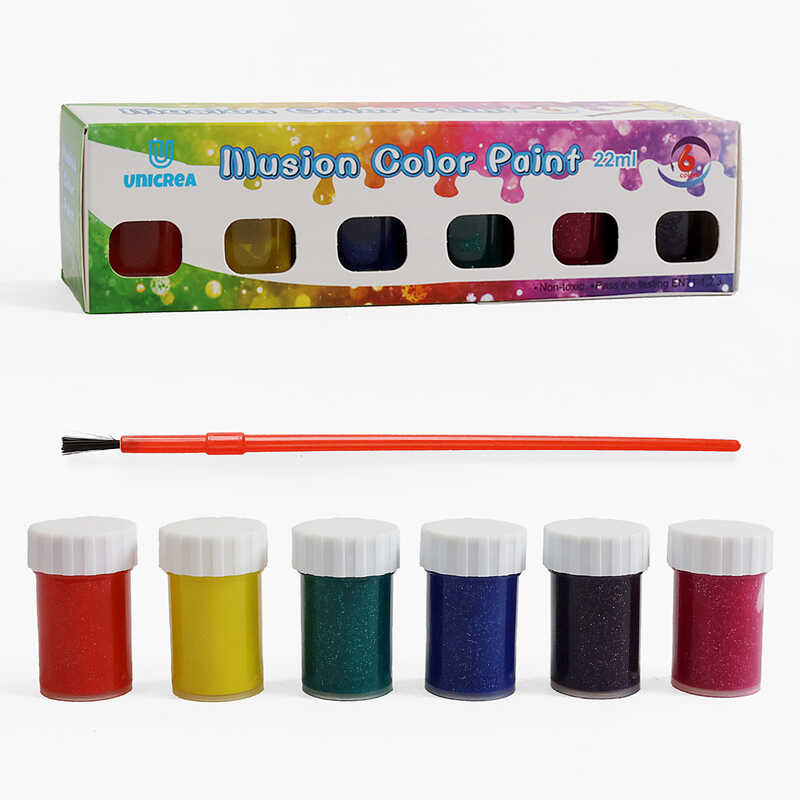 Гуаш C 72043 (144) 6 кольорів, з блискітками, пензлик, в коробці