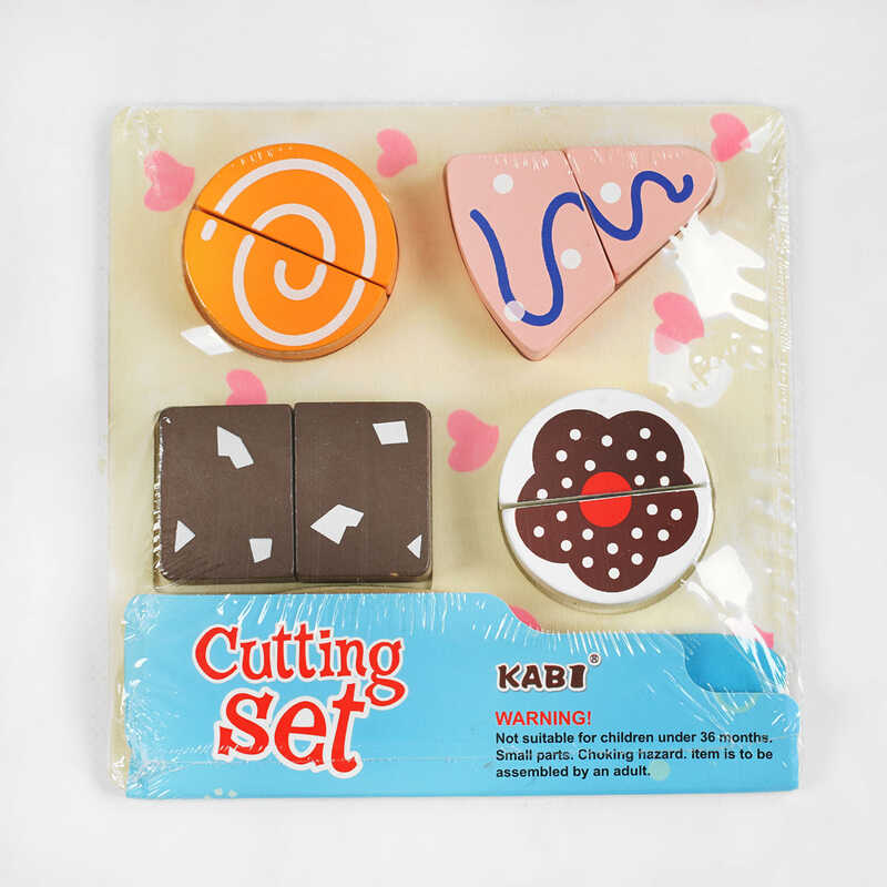 Пазли-вкладиші С 47965 (96) дерев'яні, продукти на липучках, ніж, обробна дошка, в кульці