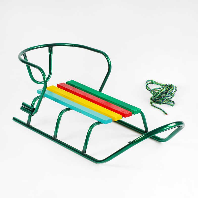 гр Санки "ЛЮКС КЛАСИК"-БЕЗ РУЧКИ круглі полози (1) колір зелений, спинка