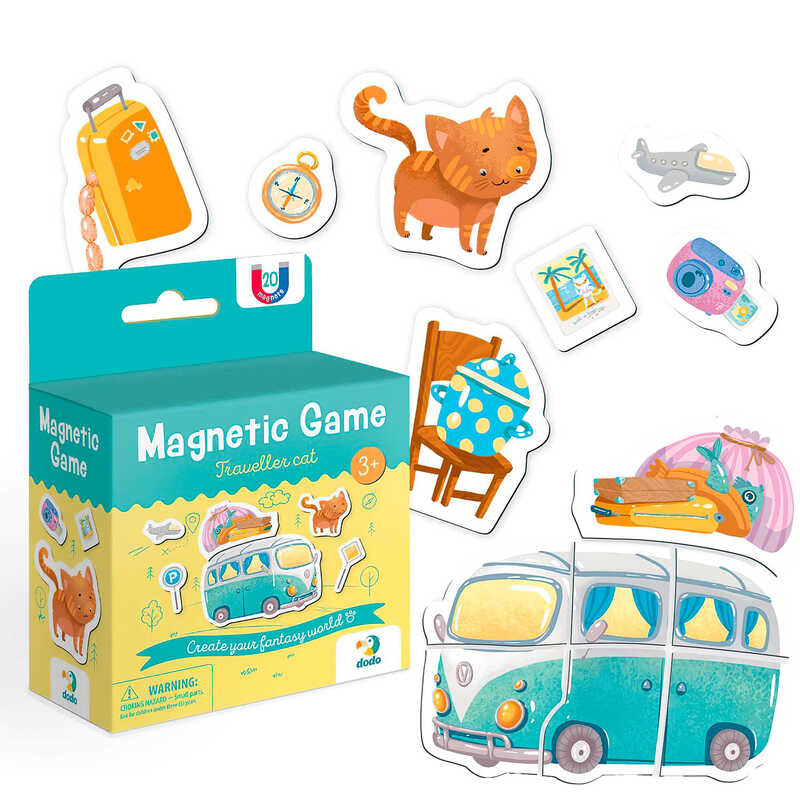 гр Магнітна гра "Котик-мандрівник" 200234 (60) "DoDo", 20 магнітів, в коробці