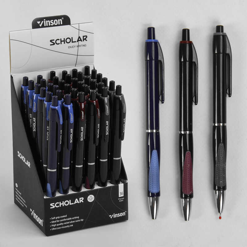 Набір кулькових ручок С 37087 (40) ЦІНА ЗА 36 ШТУК В БЛОЦІ, синя паста, діаметр пишучого вузла 0.7 мм