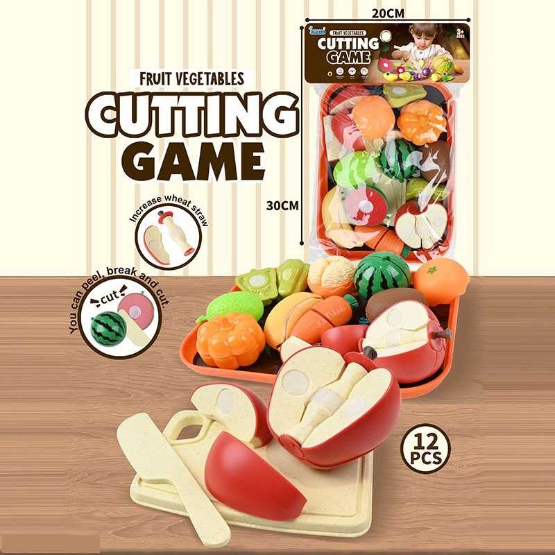 Продукти на липучці JQ 912-9 (48) 12 елементів, овочі, фрукти, таця, дощечка, ніж, в пакеті