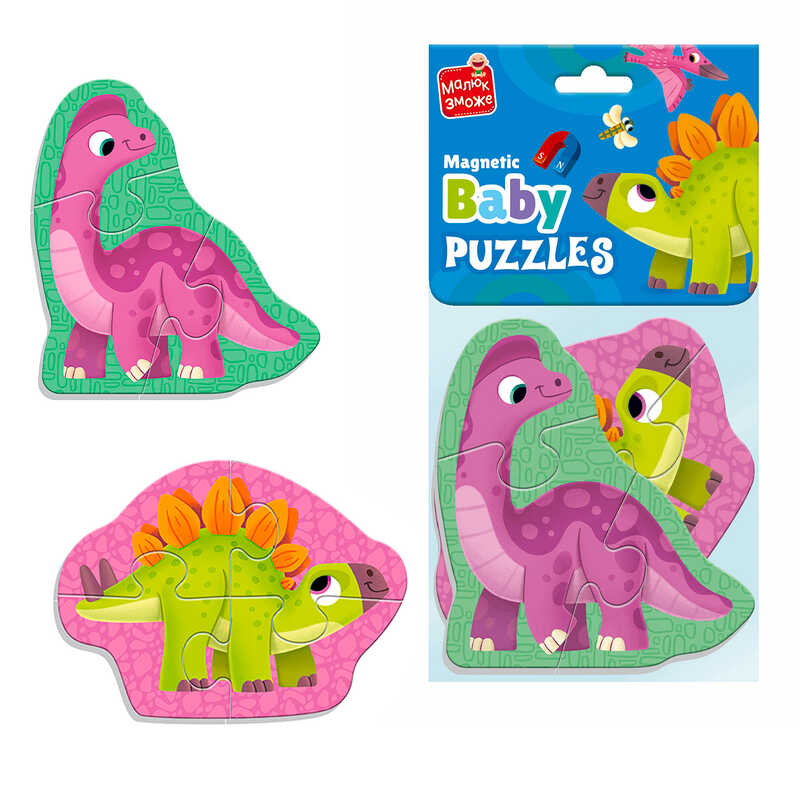 гр Гра розвиваюча пазли бейбі магнітні "Малюк зможе. Динозаврики"  VT3208-27 (50)  "Vladi Toys"