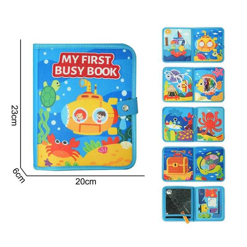 Логічна папка 25035 (50) "Підводний світ", фетр, розмір 20х23 см, шнурівка, пальчикова гра, розмальовка, фломастери, деталі на липучках, застібках, рухомі елементи