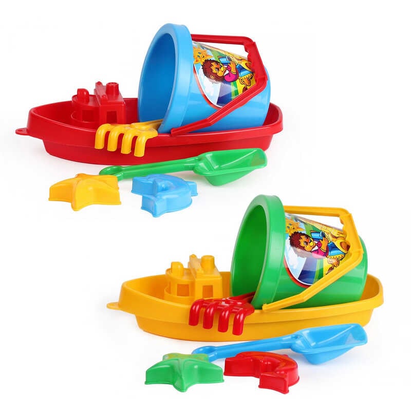 гр Пісочка "Кораблик" (12) З 2889 "Technok Toys" відерце, граблі, лопатка, 2 пасочки, фігурка, 40см, в сітці