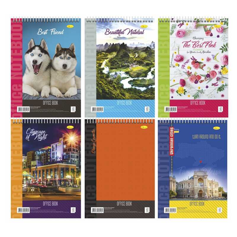 гр Блокнот В-Л4-40 (16) А4, 40 арк, лаківка, пружина зверху "Апельсин" ВИДАЄТЬСЯ МІКС ВИДІВ