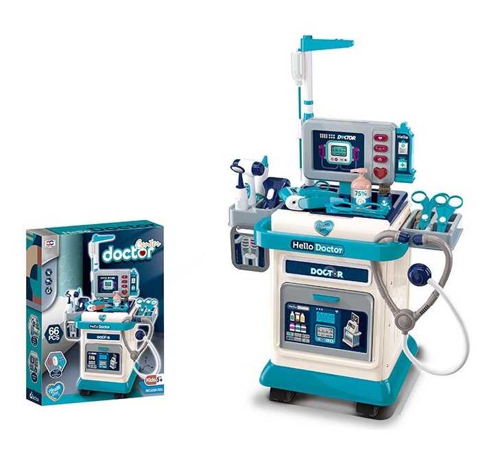 Набір лікаря 008-205 (8) медичний центр, розмір: 25х44х66 см, монітор, електричний термометр, звук, підсвічування, ростомір, сканер, стетоскоп, ліки, інструменти лікаря, в коробці