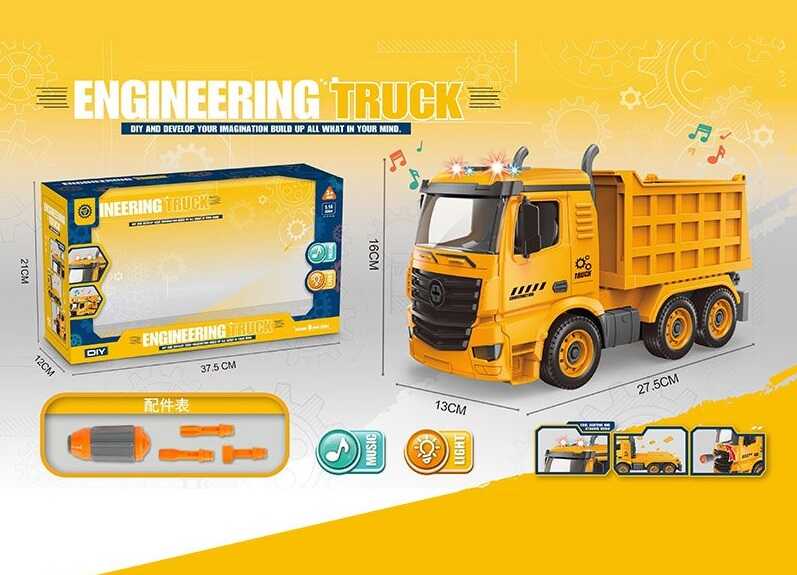 Спецтехніка D 998-24 A (28) світло, звук, відкидний борт, викрутка, масштаб 1:14, в коробці