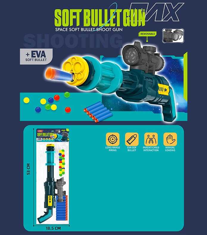 Рушниця JT 627 (72/2) механічний принцип роботи, м'які патрони, кульки, окуляр, в пакеті