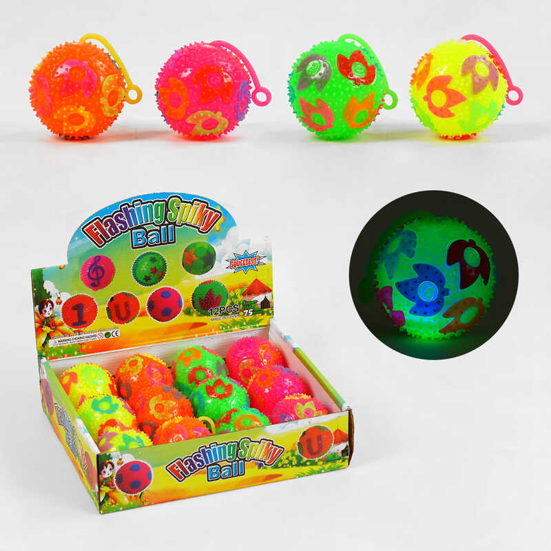 М`яч стрибун C 60447 (24) "Квітки", світло, пискавка, ЦІНА ЗА 12 ШТУК В БЛОЦІ