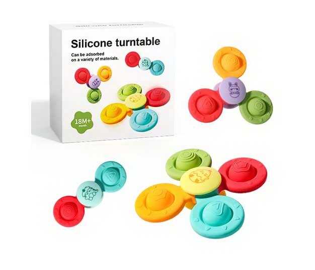 Брязкальце-спінер HLX 203 A-3 (144) 3 спінери, силікон, присоски, в коробці