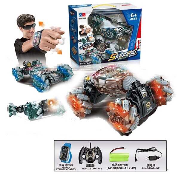 Машина на радіокеруванні UD 2196 PW (12) 3 кольори, звук, підсвічування, роликові колеса, акум. 7.4 V, пульт 2.4G, браслет, USB-кабель, парогенератор, в коробці, МІКС ВИДІВ