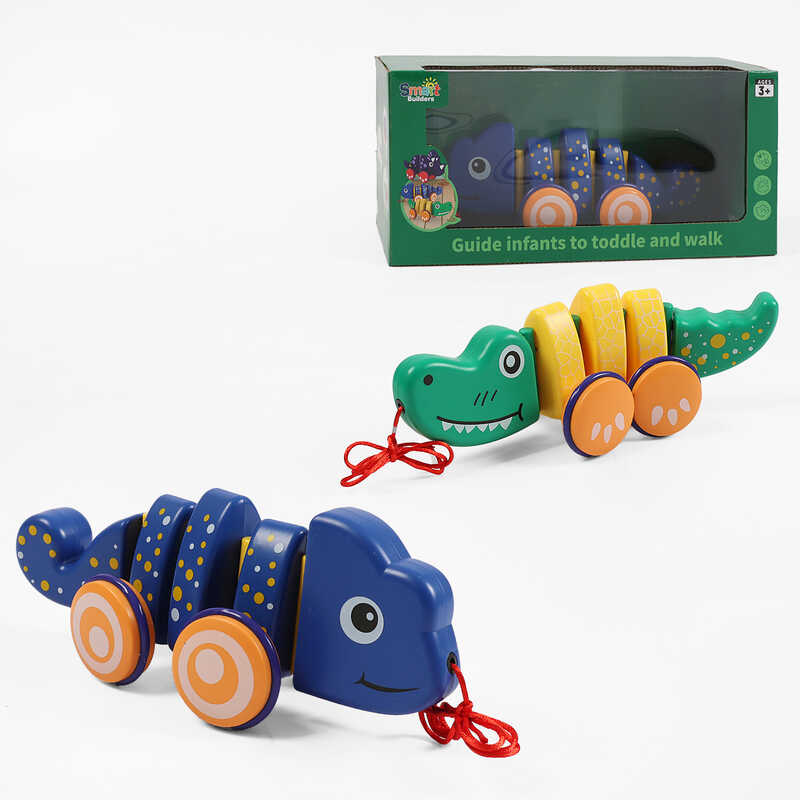 Каталка 336 / 337 (48) "Тваринка", 2 види, рухомі елементи, гумові накладки на колеса, в коробці