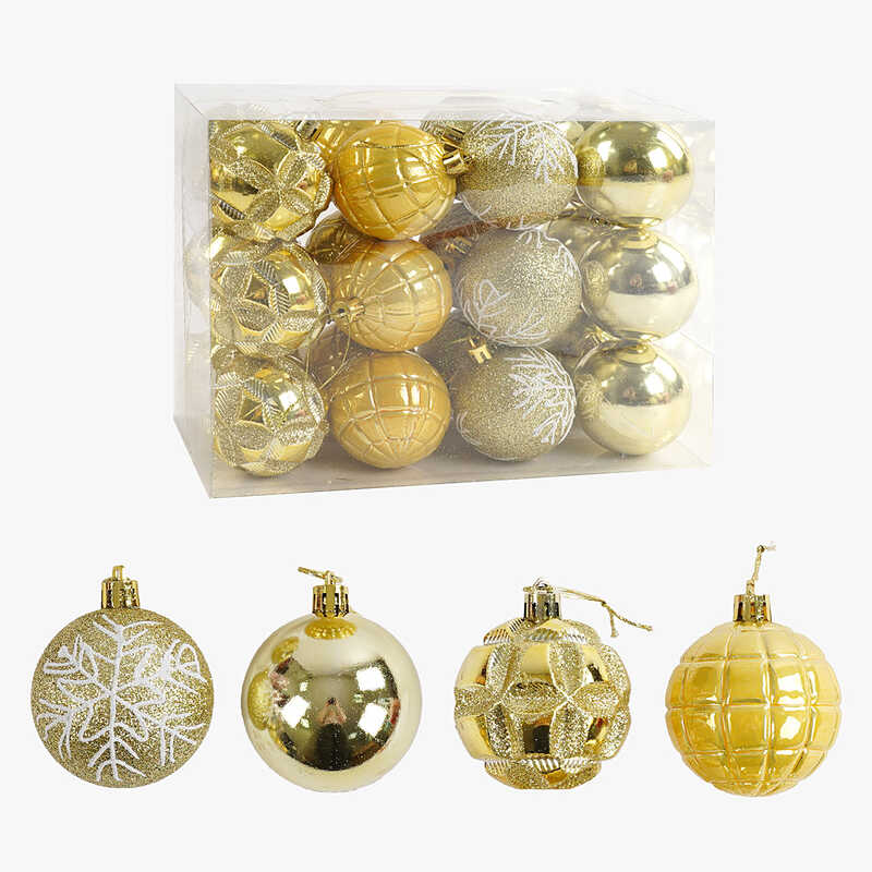 Новорічні прикраси C 67628 (30) 24 штук, кульки, D = 5,5  см, у слюді