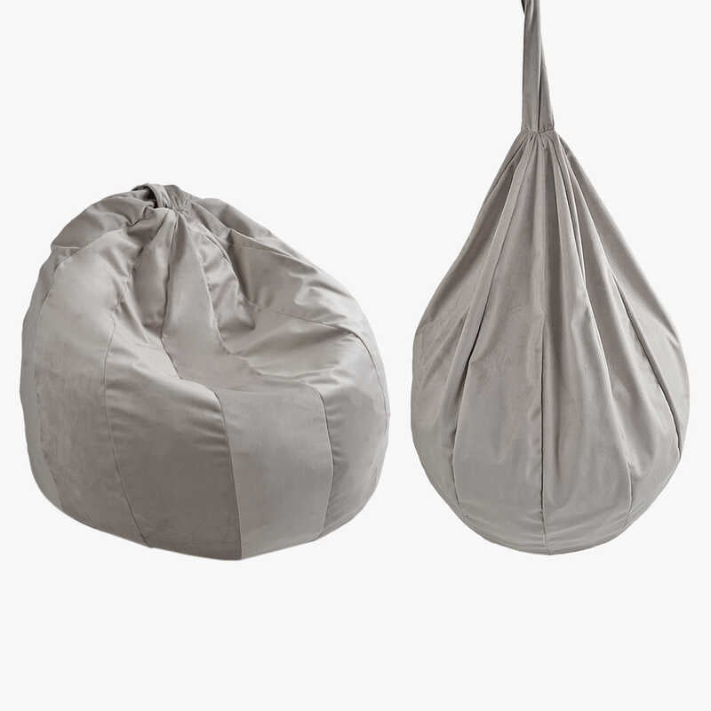 гр Крісло-мішок "Груша" 54006 колір сірий (1)  чохол — меблевий велюр, наповнювач — пінопластові кульки, внутрішній чохол,  в пакеті