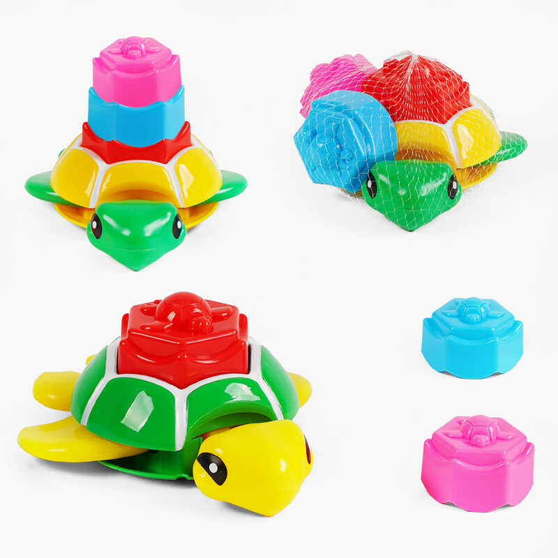 Пірамідка PZ 1127-1 (216/2) “Черепаха”, 2 кольори, 3 формочки для пасок, у сітці