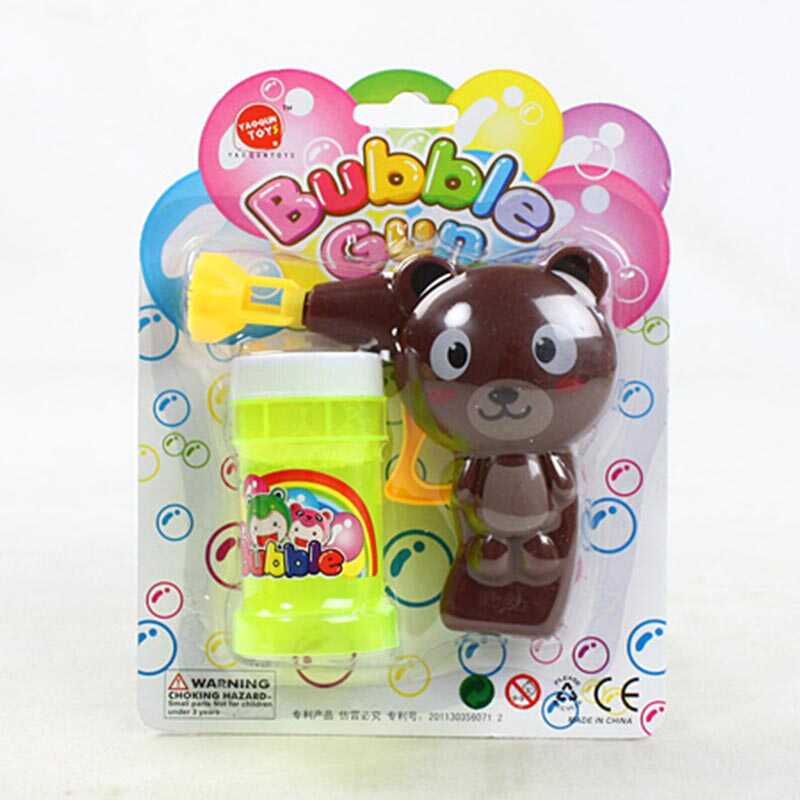 Пістолет з мильними бульбашками 632 B (252/2) “Ведмедик”, механічний принцип роботи, мильний розчин, на листі