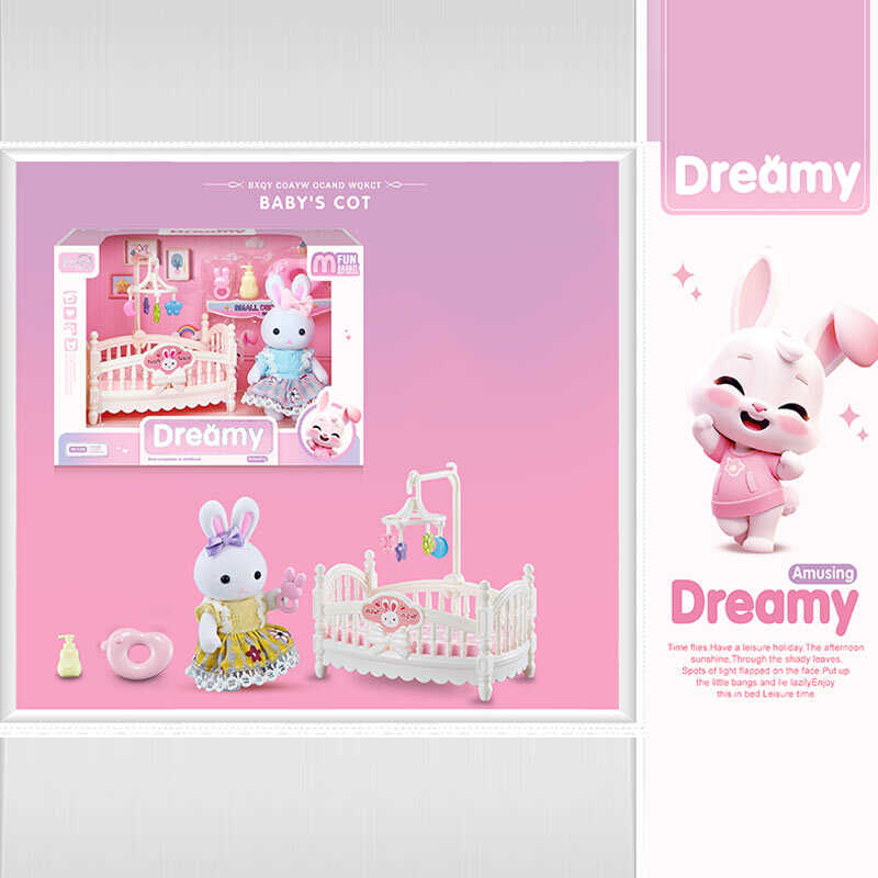 Набір меблів 6621 A-7 (96/2) флоксова фігурка, висота: 9 см, ліжечко, аксесуари, в коробці