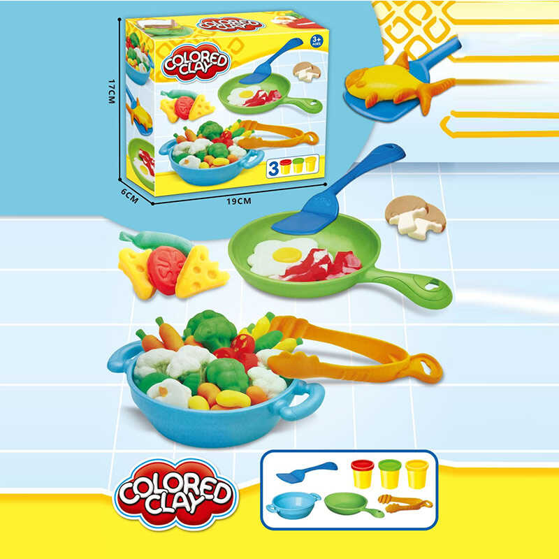 Тісто для ліплення 8819 (96/2) сковорідка, лопатка, щипці, каструля, пластилін, в коробці