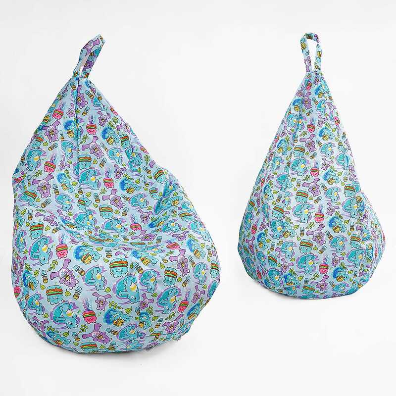 гр Крісло-мішок дитяче "Груша" Д31263 "Ведмедик з бургером" (1) герой, висота у підвішеному положенні 88 см, знімний водонепроникний чохол, в плівці