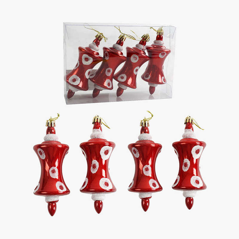 Новорічні прикраси C 67187 (120) 4 штуки, фігурна іграшка, висота - 12,5 см, у слюді