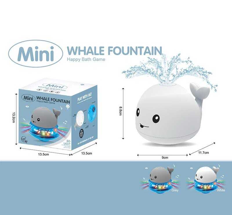 Гра для ванни 6688 BQ (72/2) “Кит”, фонтанчик, катається, підсвічування, 2 кольори, в коробці