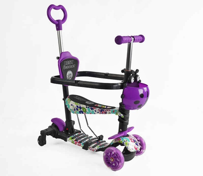 Самокат 5в1 LS-84099 (1) Best Scooter, з ДОП. КОЛІСАМИ, захисний бампер, PU колеса зі світлом, в коробці