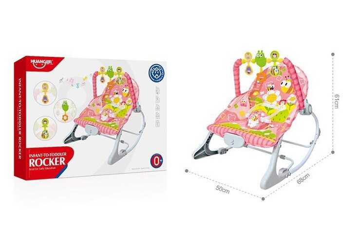 Шезлонг HE 0656 (6) регулювання гучності, мелодії, 3 підвіски, заспокійлива вібрація, на батарейках, регулювання положення, в коробці